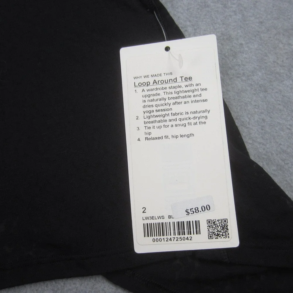 Lululemon Loop Around Shirt Womens 2 Black Swiftly Tech‎ Lace Athletic Yoga  Tee